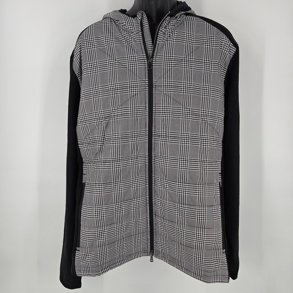 New Ralph Lauren Men's Black White Glen Plaid Hooded Golf Zip Jacket Size XL - Picture 2 of 11